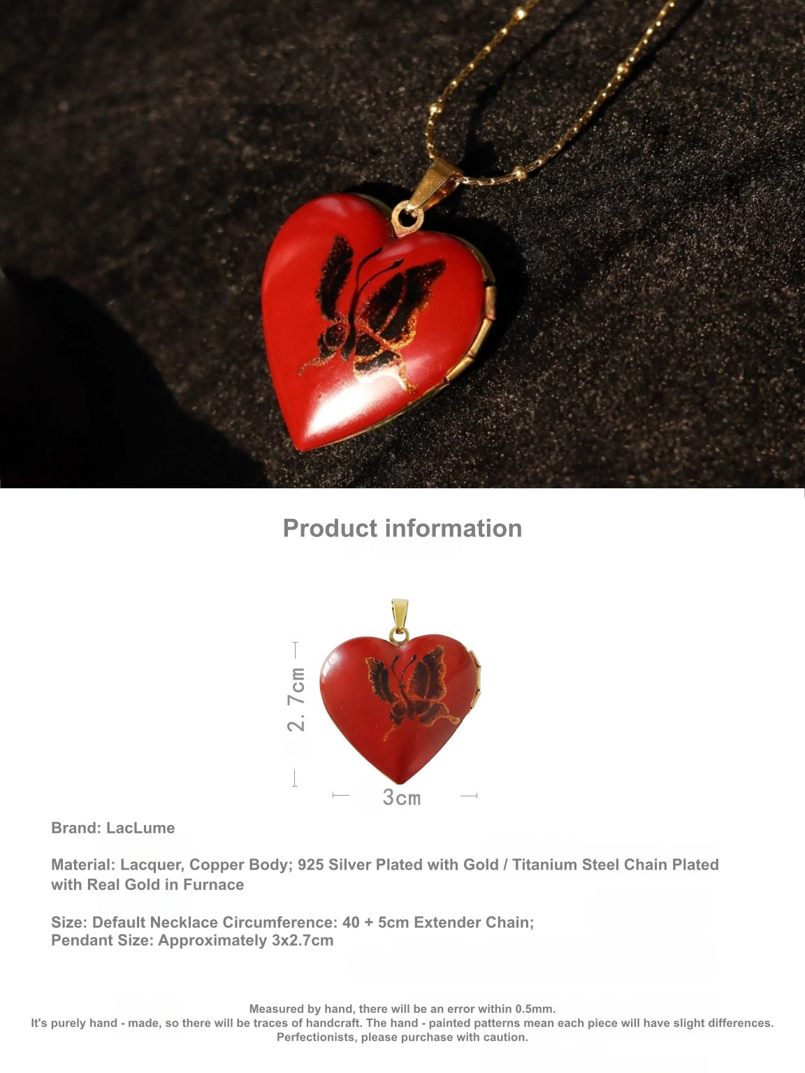 Original "Butterfly's love" Lacquer Craft Handpainted Butterfly Covered Ancient Clavicle Necklace Handmade Open