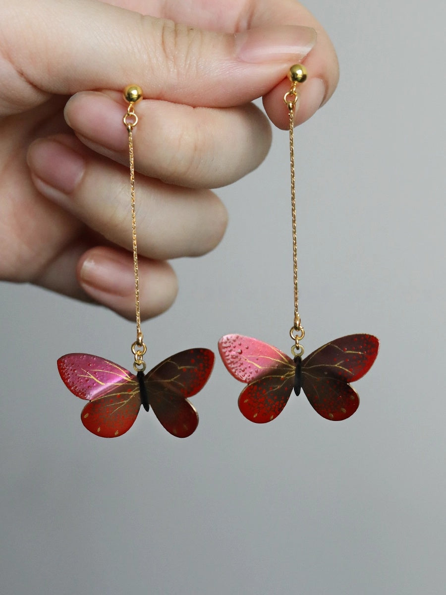 LacLume Fire Butterfly handmade lacquer jewelry