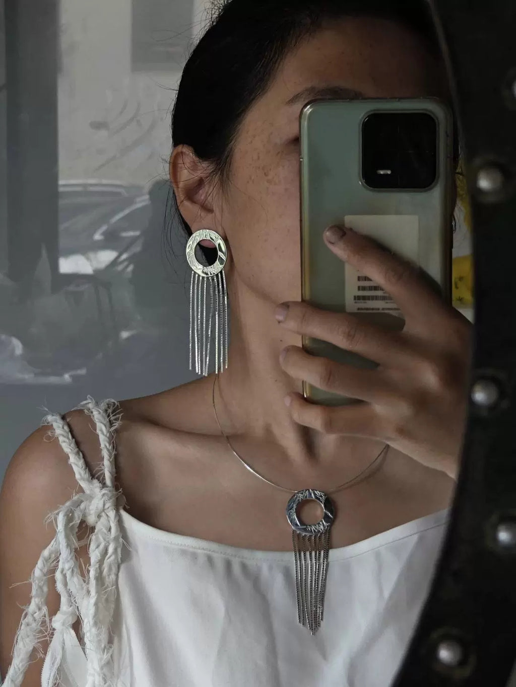 Bamboo Forest In The Rain New Style Bamboo Pattern Tassel 925 Silver Necklace - Handmade Silver Jewelry