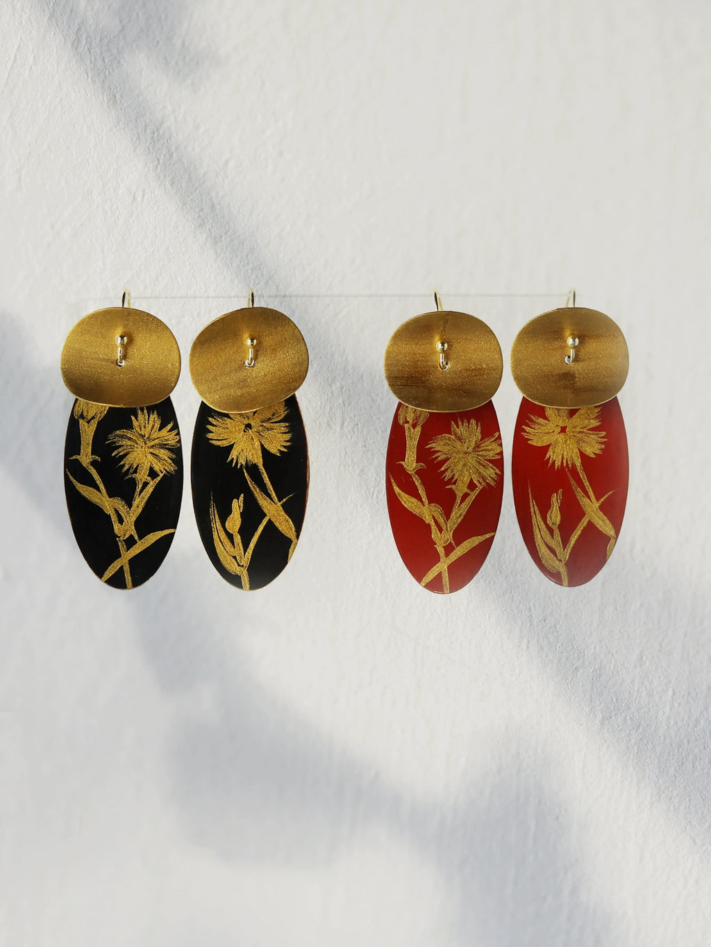 LacLume Earrings Dianthus handmade lacquer jewelry