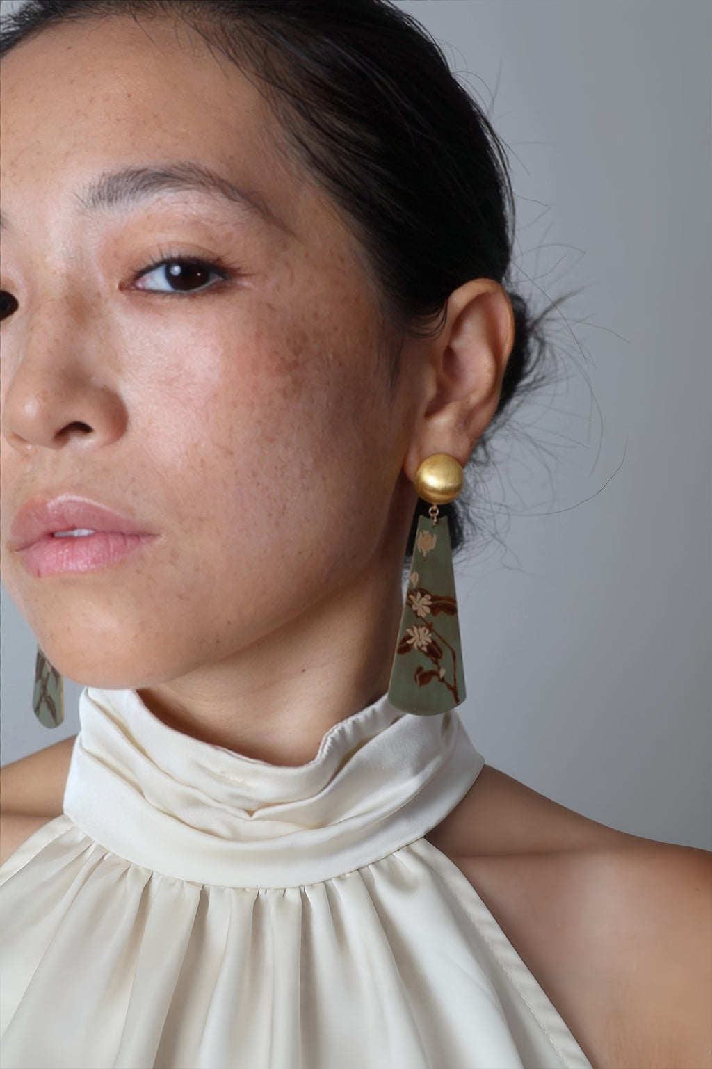 LacLume Earrings Summer Jasmine handmade lacquer jewelry