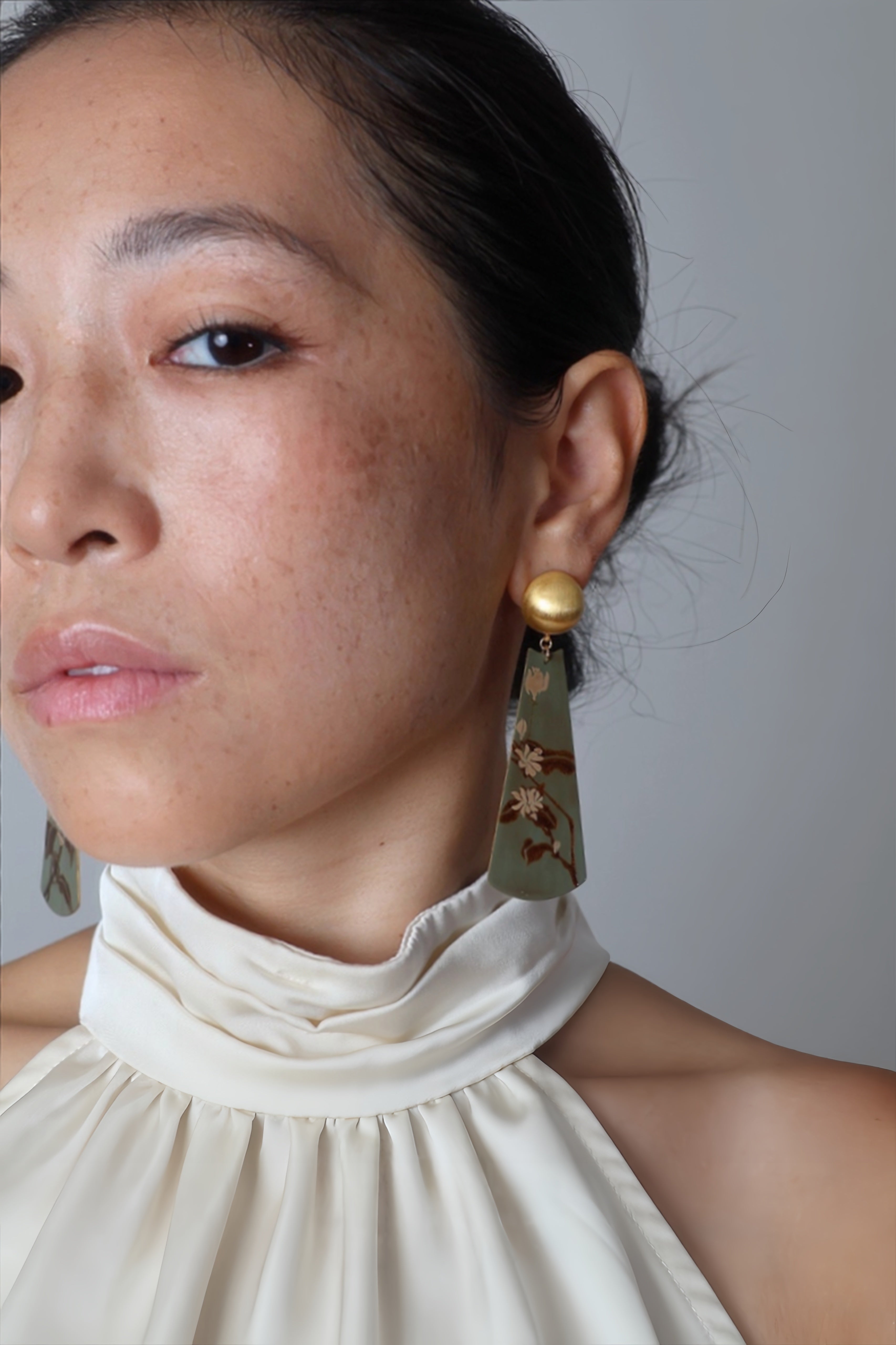 LacLume Earrings Summer Jasmine handmade lacquer jewelry