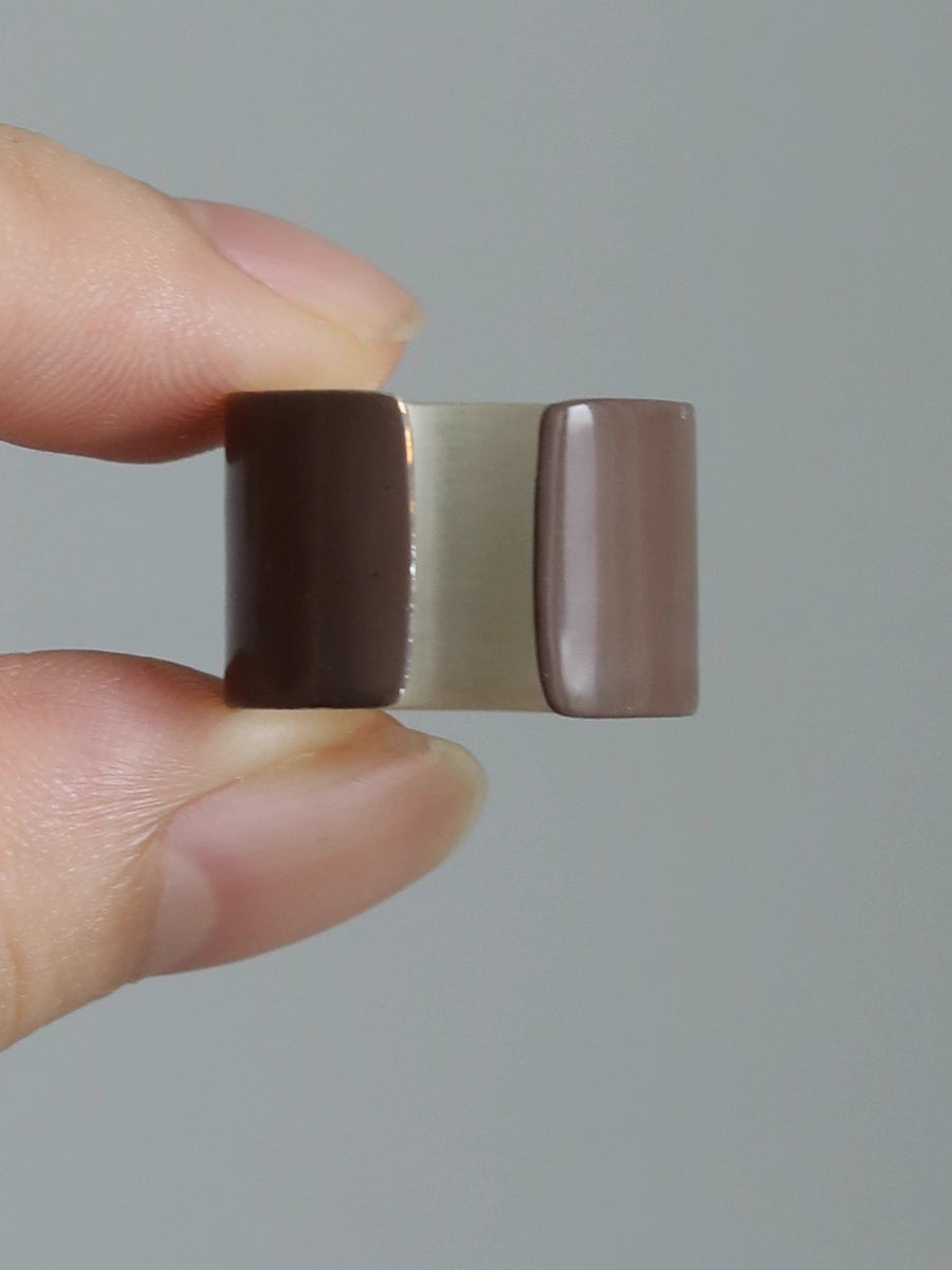 LacLume Butterfly Lacquer Gold Hand-Painted Butterfly Purple 925 Silver Ring