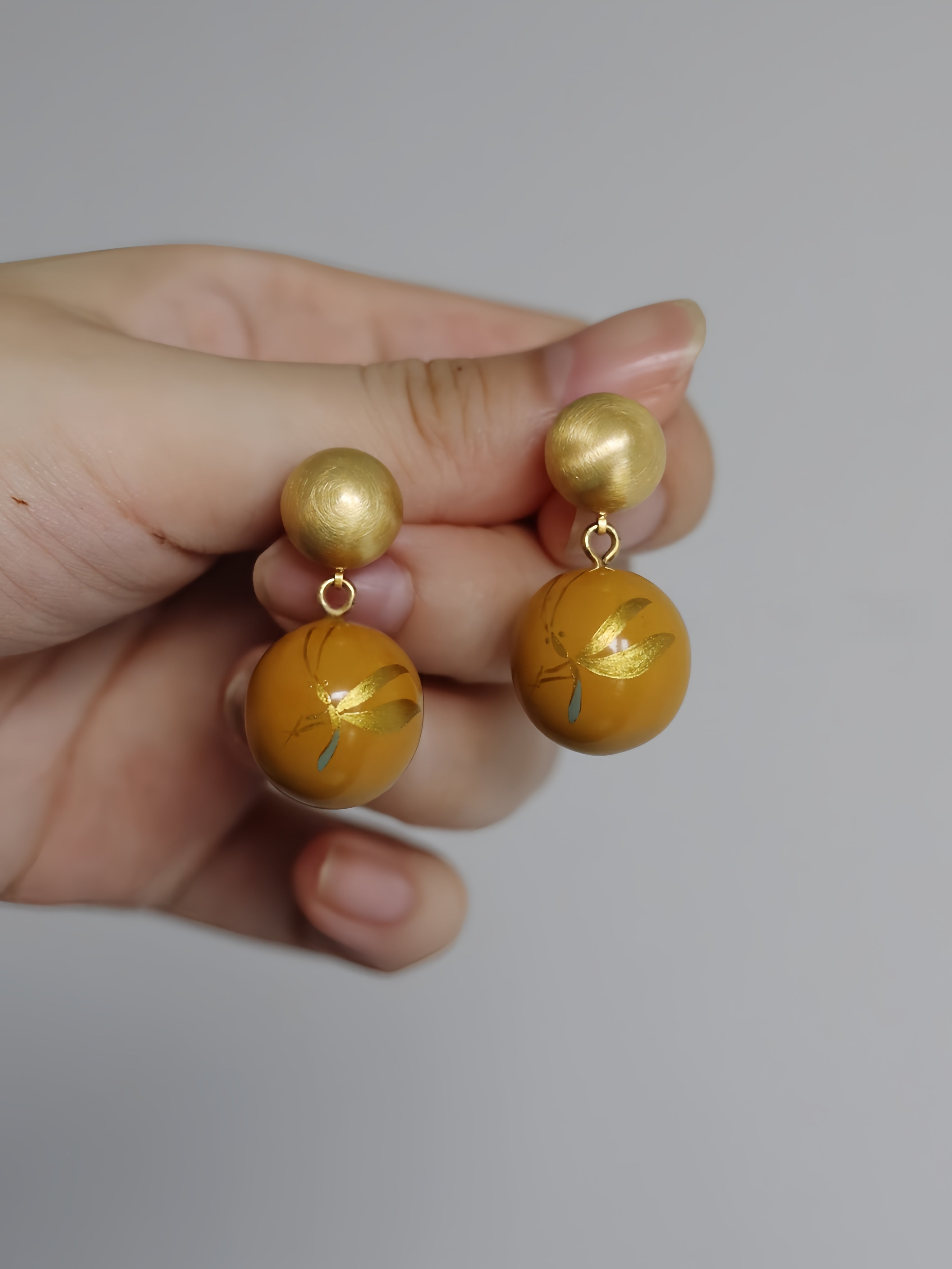 LacLume Earrings Firefly Summer handmade lacquer jewelry