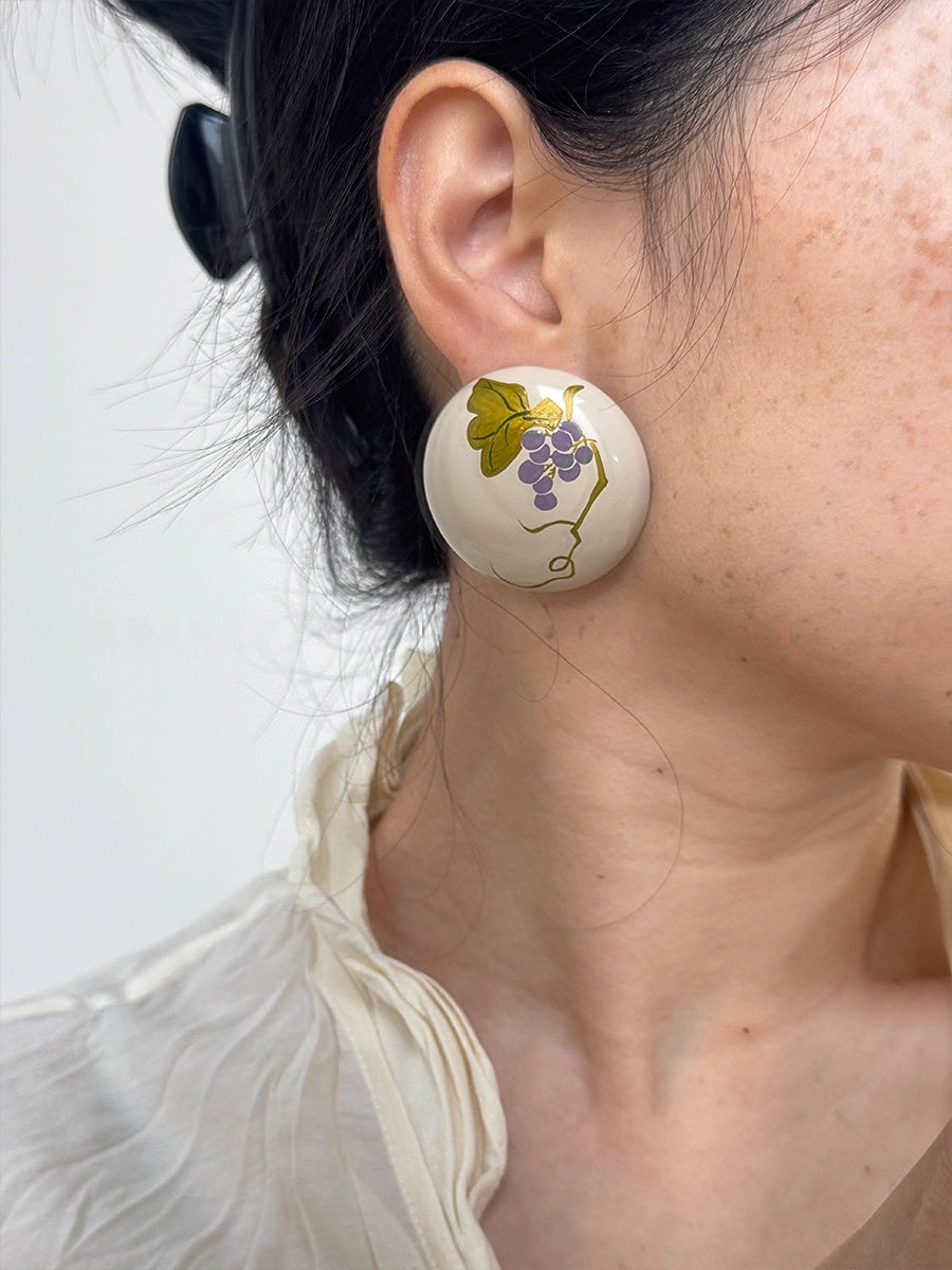 LacLume Original Lacquer Hand-Painted Grape Earrings