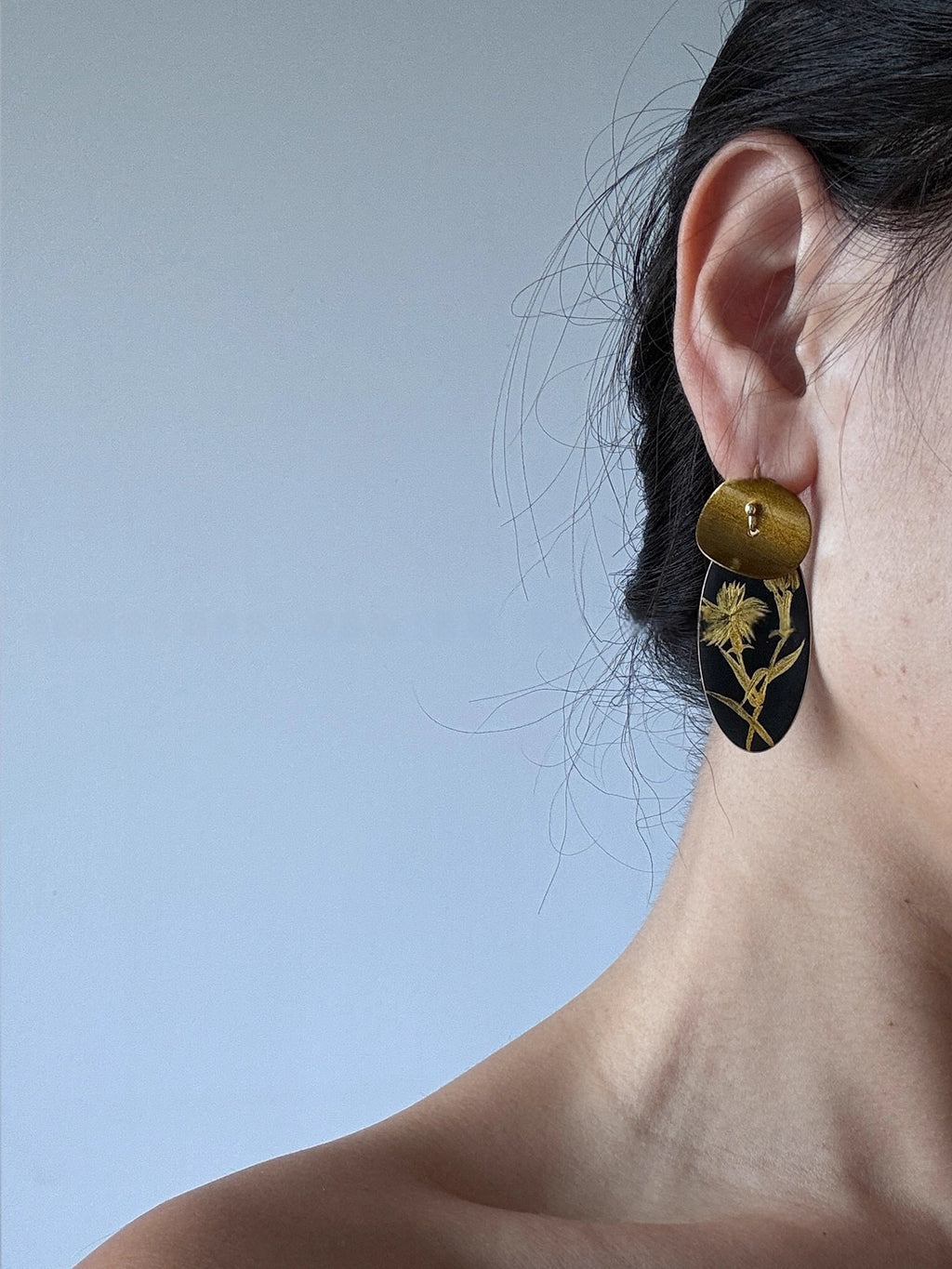 LacLume Earrings Dianthus handmade lacquer jewelry
