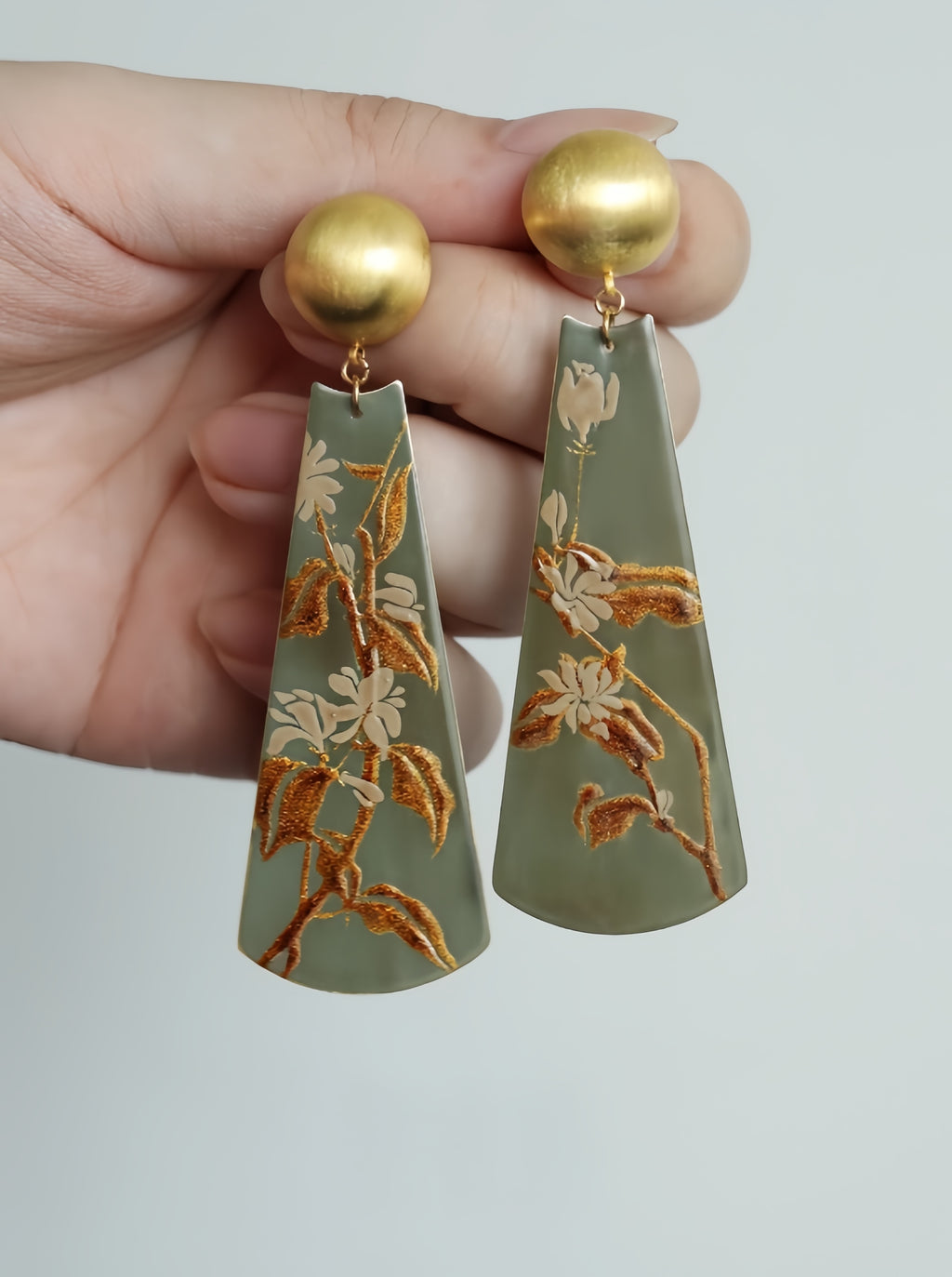 LacLume Earrings Summer Jasmine handmade lacquer jewelry
